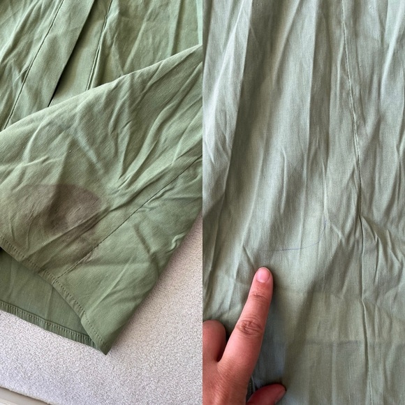 NWT Zara Gathered Linen Blend Shirt Dress S Green Gold Buttons - Picture 6 of 12